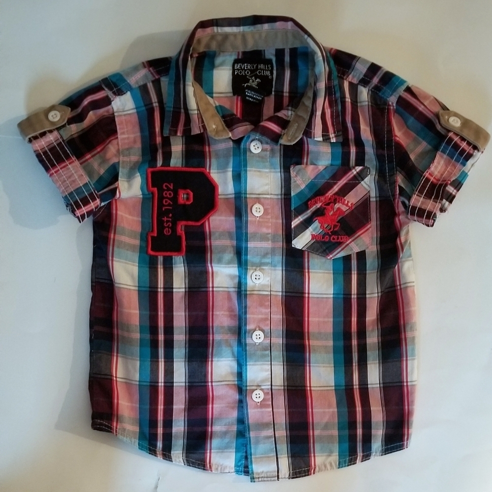 Boy's Beverly Hills Polo club Plaid Shirt Size 2T